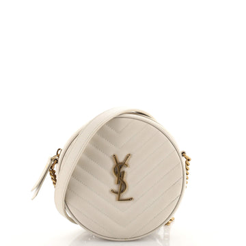 Saint Laurent Vinyle Round Camera Bag Matelasse Chevron Leather