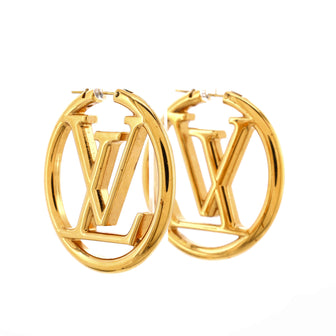 Louis Vuitton, Jewelry, Louis Vuitton Louise Hoop Earrings Metal Gm Gold