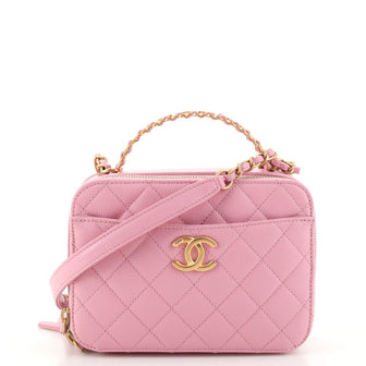 CHANEL Crumpled Lambskin Quilted Get Round Top Handle Vanity Case Pink  1227557