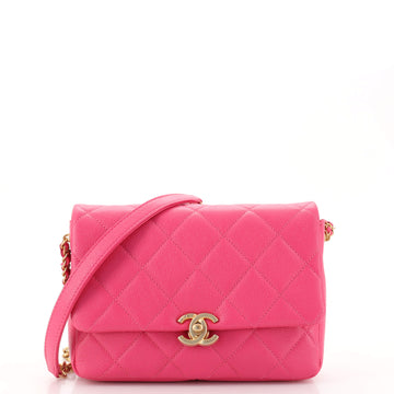 Chanel Chain Melody Flap Bag Quilted Caviar Small