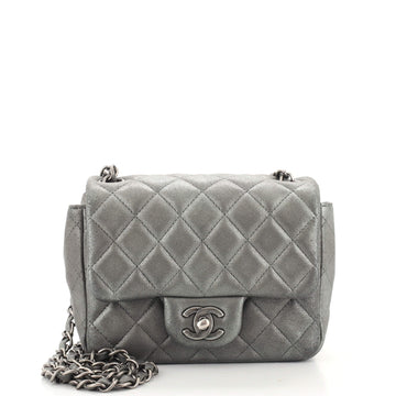 Chanel Square Classic Single Flap Bag Quilted Metallic Lambskin Mini