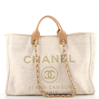 Chanel Deauville Tote Raffia with Glitter Detail Large