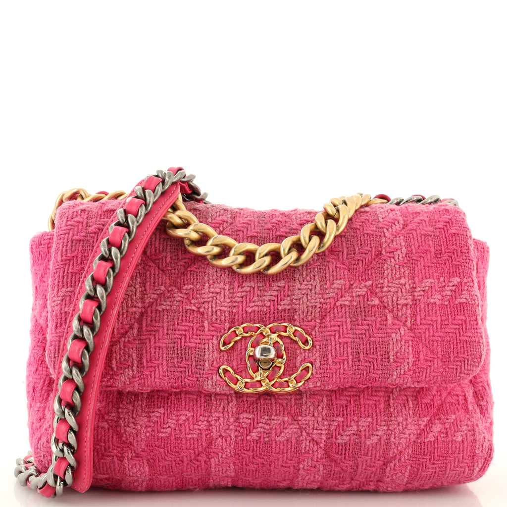 Chanel 19 Large, Pink Tweed, New in Box WA001
