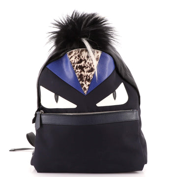 Fendi Monster Backpack Nylon with Leather and Fur Medium