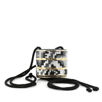 Judith Leiber Stacked Compartment Minaudiere Crystal Small Black