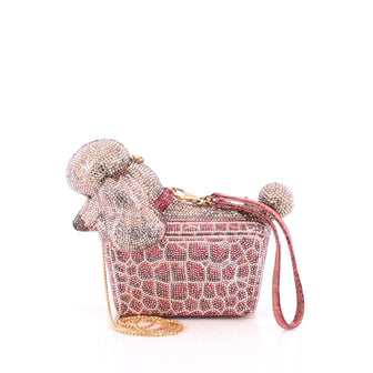 Judith Leiber Dog Minaudiere Crystal Small Red