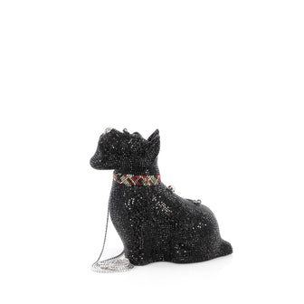 Judith Leiber Dog Minaudiere Crystal Small Black