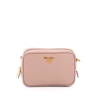 Prada Zip Crossbody Bag Saffiano Leather Mini Pink 1912201