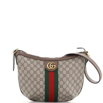 Gucci Ophidia Half Moon Hobo GG Coated Canvas Small