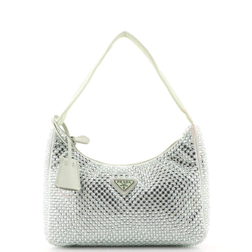 Prada Re-Edition 2000 Hobo Crystal Embellished Satin Mini