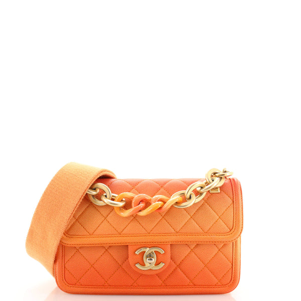 Sunset On The Sea Flap Bag Quilted Caviar Small