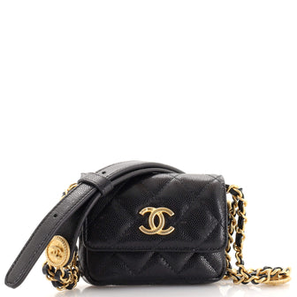 Chanel Twist Your Buttons Flap Belt Bag Quilted Caviar