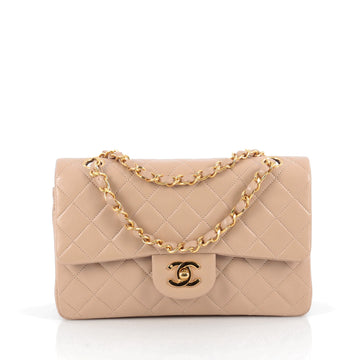 Chanel Vintage Classic Double Flap Bag Quilted Lambskin Medium Neutral 1912601