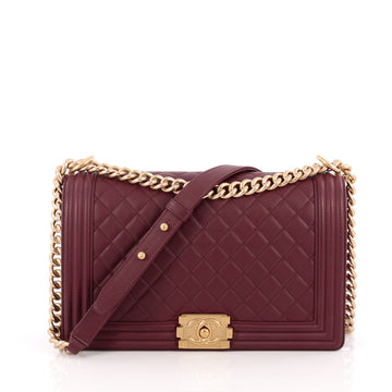 Chanel Boy Flap Bag Quilted Calfskin New Medium Red 