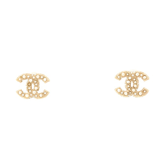 Chanel CC Stud Earrings Faux Pearls and Metal with Crystal