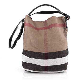 Burberry Ashby Handbag House Check Canvas Medium Brown