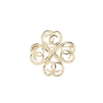 Chanel CC Clover Brooch Metal