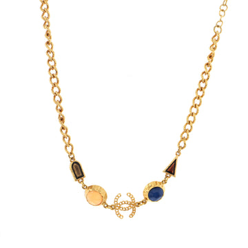 Chanel CC Geometric Chain Necklace Metal with Cabachons