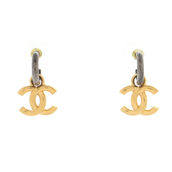Chanel CC Hoop Dangle Earrings Metal