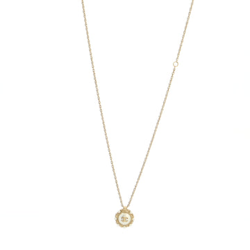 Chanel CC Round Pendant Necklace Metal with Faux Pearls
