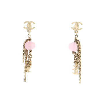 Chanel Multi CC Chandelier Earrings Metal with Beads