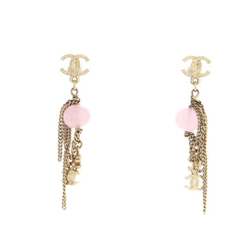 Chanel Multi CC Chandelier Earrings Metal with Beads