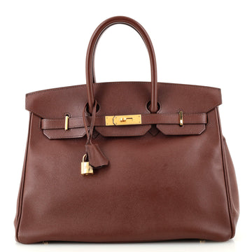 Hermes Birkin Handbag Brown Courchevel with Gold Hardware 35
