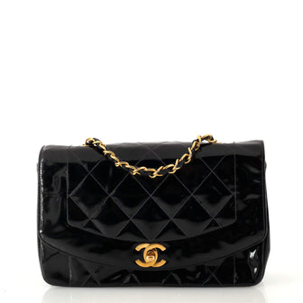 Chanel Vintage Diana Flap Bag Quilted Patent Small