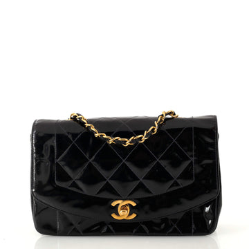 Chanel Vintage Diana Flap Bag Quilted Patent Small