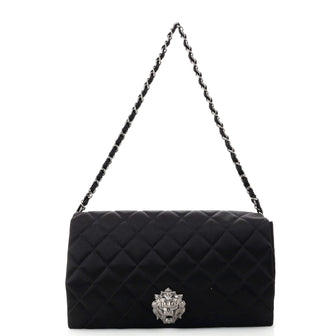 Chanel Leo Lion Chain Flap Clutch Quilted Satin Medium