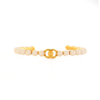 Chanel CC Turnlock Cuff Bracelet Metal and Faux Pearls