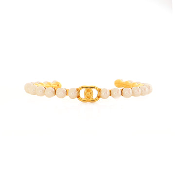 Chanel CC Turnlock Cuff Bracelet Metal and Faux Pearls
