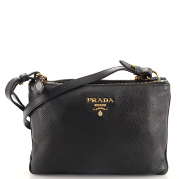 Prada Double Zip Crossbody Bag Vitello Daino Small