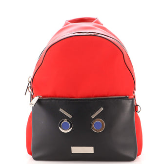 Fendi Faces Backpack Nylon and Leather