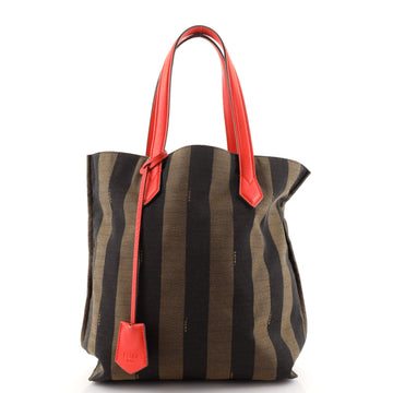 Fendi Vertical Open Shopping Tote Pequin Canvas Medium