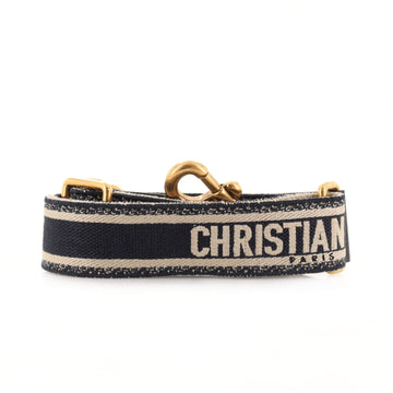 Christian Dior Logo Shoulder Strap Embroidered Canvas Thin