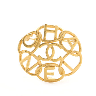 Chanel CC Logo Letters Cut-Out Round Brooch Metal