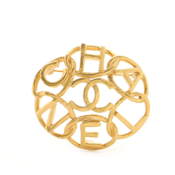 Chanel CC Logo Letters Cut-Out Round Brooch Metal