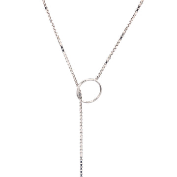 Gucci Logo Lariat Necklace 18K White Gold