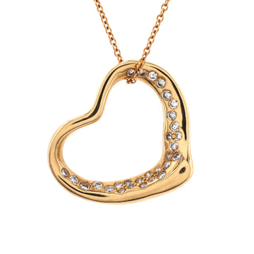 Tiffany & Co. Elsa Peretti Open Heart Pendant Necklace 18K Yellow Gold with Diamonds 16mm