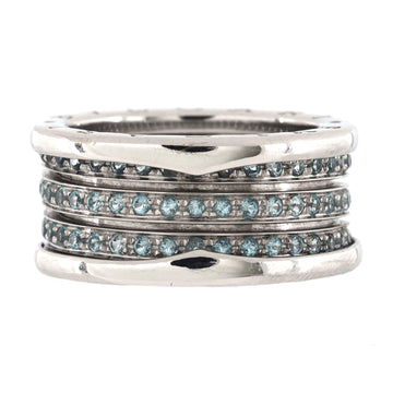 Bvlgari B.Zero1 Three Band Ring 18K White Gold with Blue Topaz