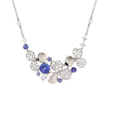 Tiffany & Co. Paper Flowers Cluster Pendant Necklace Platinum with Diamonds and Tanzanite