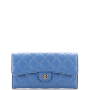 Chanel CC Gusset Classic Flap Wallet Quilted Iridescent Caviar Long