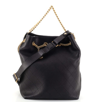 Chanel On My Shoulder Drawstring Bag Quilted Calfskin Large