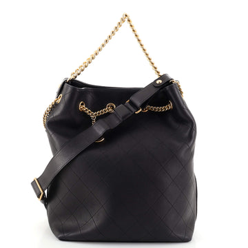 Chanel On My Shoulder Drawstring Bag Quilted Calfskin Large