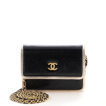 Chanel Frame Card Holder on Chain Aged Calfskin Mini