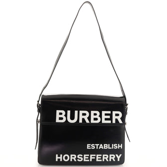 Burberry Grace Flap Bag Horseferry Printed Leather Large