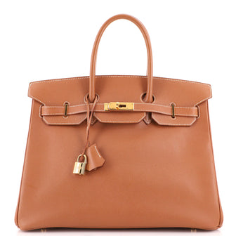 Hermes Birkin Handbag Brown Courchevel with Gold Hardware 35