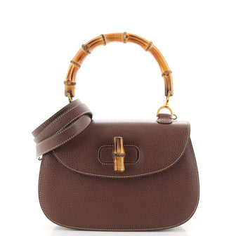 Gucci Vintage Convertible Bamboo Top Handle Bag Leather Medium