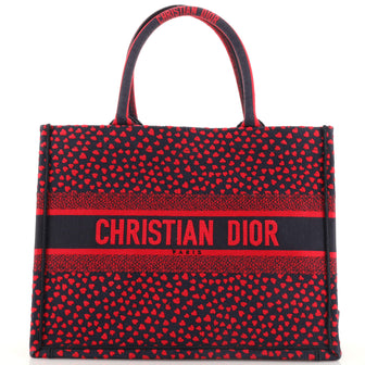 Christian Dior Book Tote I Love Paris Heart Embroidered Canvas Medium